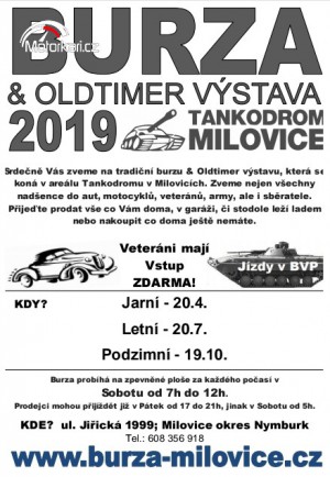 Burza a oldtimer výstava na tankodromu v Milovicích 18.7.20