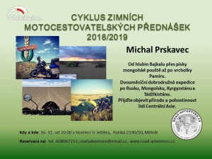 Cyklus zimních motocestovatelských přednášek 2018-2019