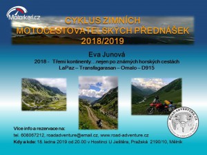Cyklus zimních motocestovatelských přednášek 2018/2019